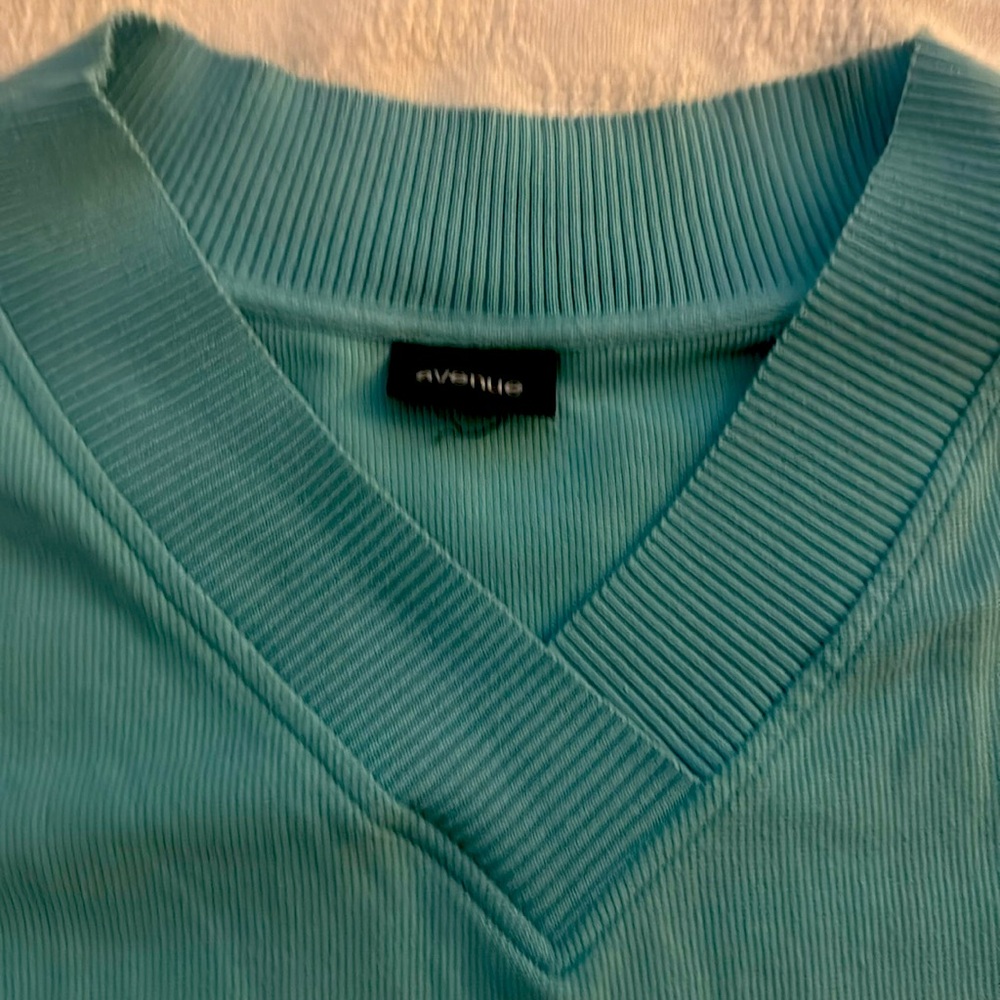 Avenue Blue Ribbed Sweater
